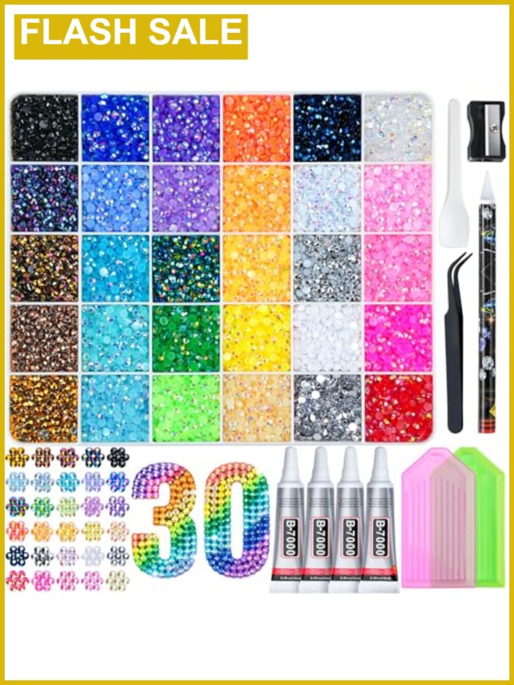 Resin Jelly Rhinestones Kit 30 Colors 3mm Flatback Bedazzling DIY Crafts